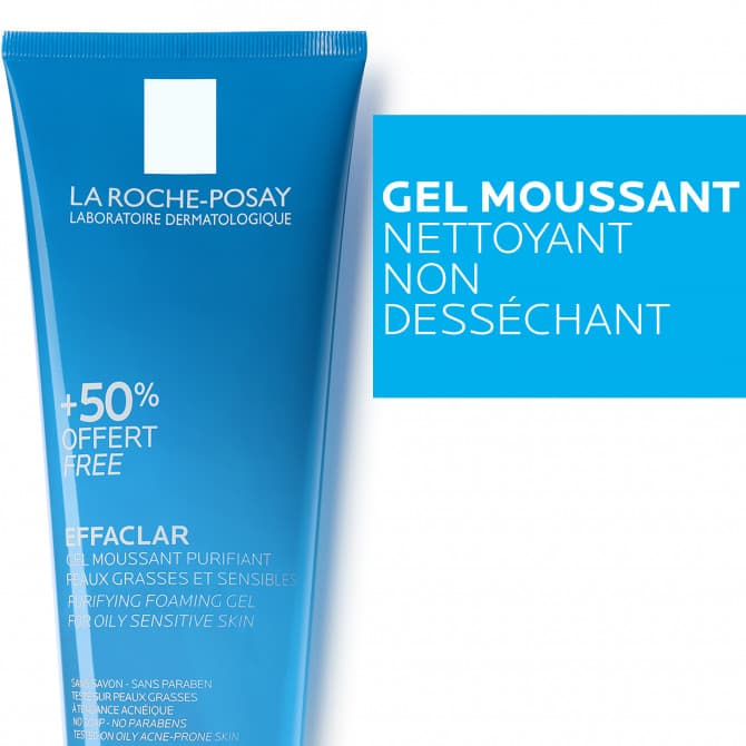 LA ROCHE-POSAY – Effaclar – Gel Moussant Purifiant, Format économique 300ml