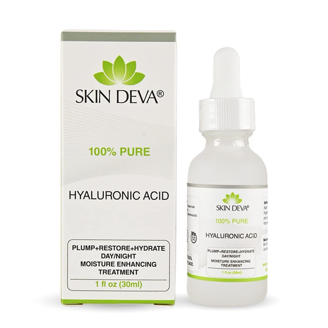 SKIN DEVA 100% Pure Hyaluronic Acid Serum For Face 1 oz of Discoloration Correcting Serum Anti Aging Anti Wrinkle Acid Locks in Essential Moisture Keeps Skin Hydrated Facial Serums For All Sk
