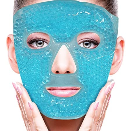 Gel froid pour masque pour le visage et les yeux - Réduire les poches, les poches sous les yeux, les cernes gonflés, la migraine - Compresse thérapeutique de chaleur et de glace avec housse -