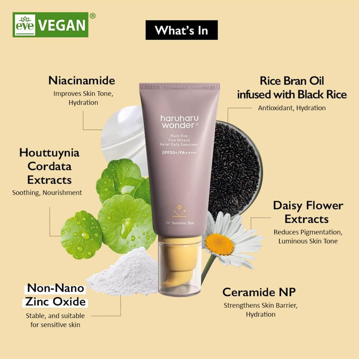 haruharu wonder black rice pure mineral relief daily-sunscreen spf50 -50ml