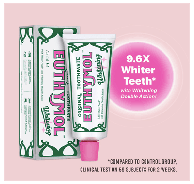 Euthymol Whitening Toothpaste - Whitening Double Action, Freshens Breath, 75ml