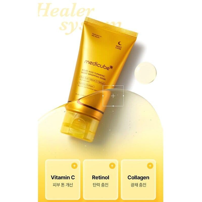 MEDICUBE Kojic Acid Turmeric Night Wrapping Mask 75ml  Vitamin C Retinol