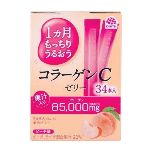 Gelée hydratante au collagène C Earth Pharmaceutical 1 mois, saveur pêche, 34 pièces