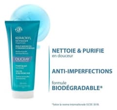 Ducray keracnyl gel moussant visage et corps 200ml