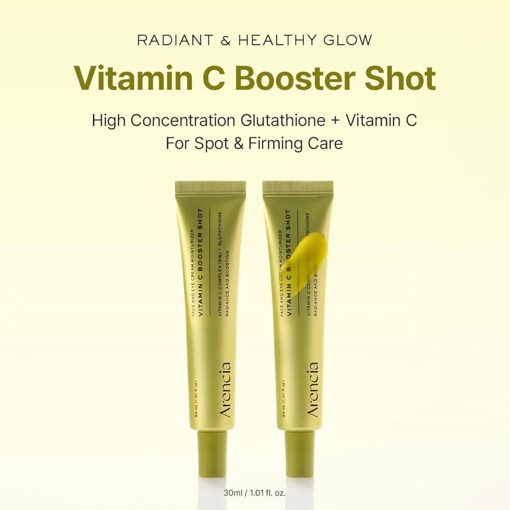 Arencia Vitamin C Booster Shot Serum with Glutathione, Niacinamide and Vitamin E for Dark Spot Care, Fine Lines & Wrinkles, Glass Skin, Korean Skincare 30ml